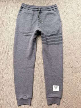 THOM BROWNE Must-Have 4-Bar Wool Tone on Tone Jogger Pants 1 Small NWT $1,268!!